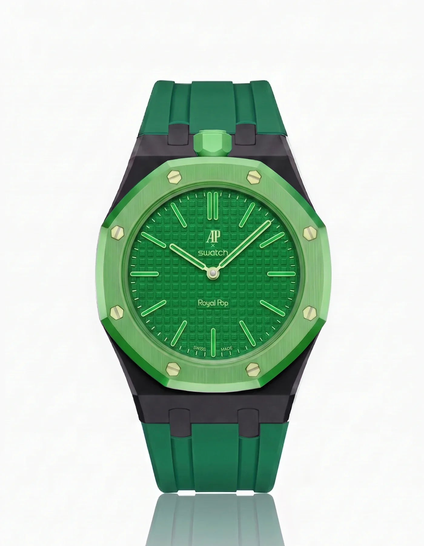 Silicone Strap & Bioceramic Case  Royal Pop Green Eight(Customize  Colors)