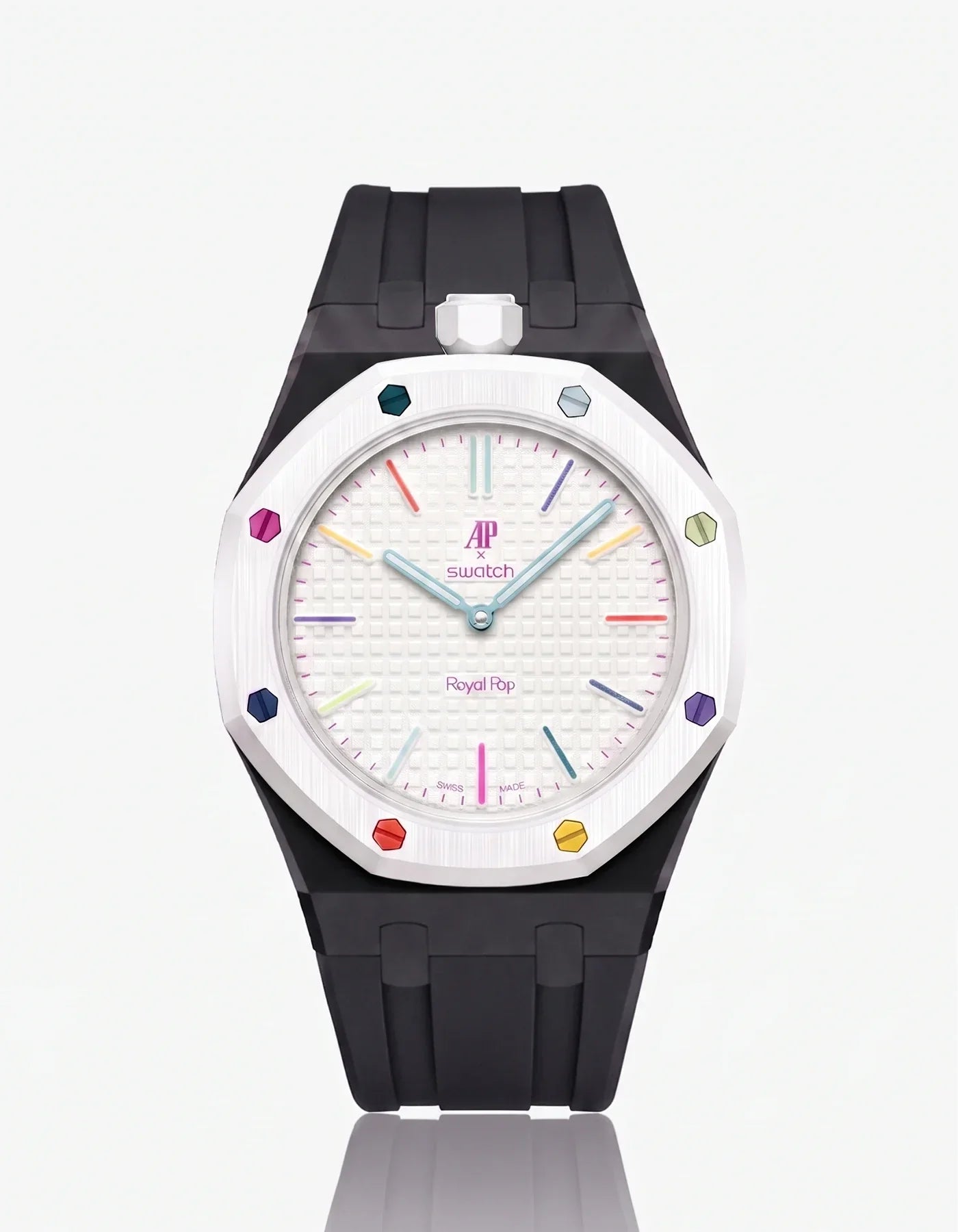 Rubber Strap & Case For AP x Swatch Royal Pop Huit Blanc