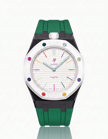 Rubber Strap & Case For AP x Swatch Royal Pop Huit Blanc