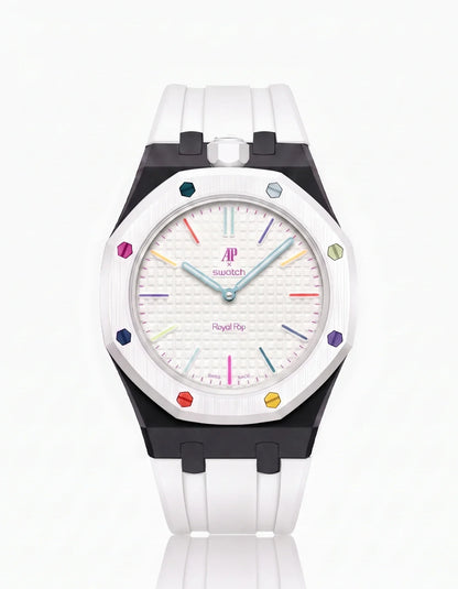 Rubber Strap & Case For AP x Swatch Royal Pop Huit Blanc