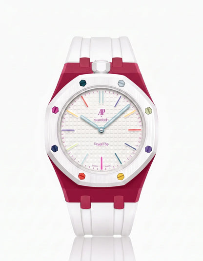 Rubber Strap & Case For AP x Swatch Royal Pop Huit Blanc