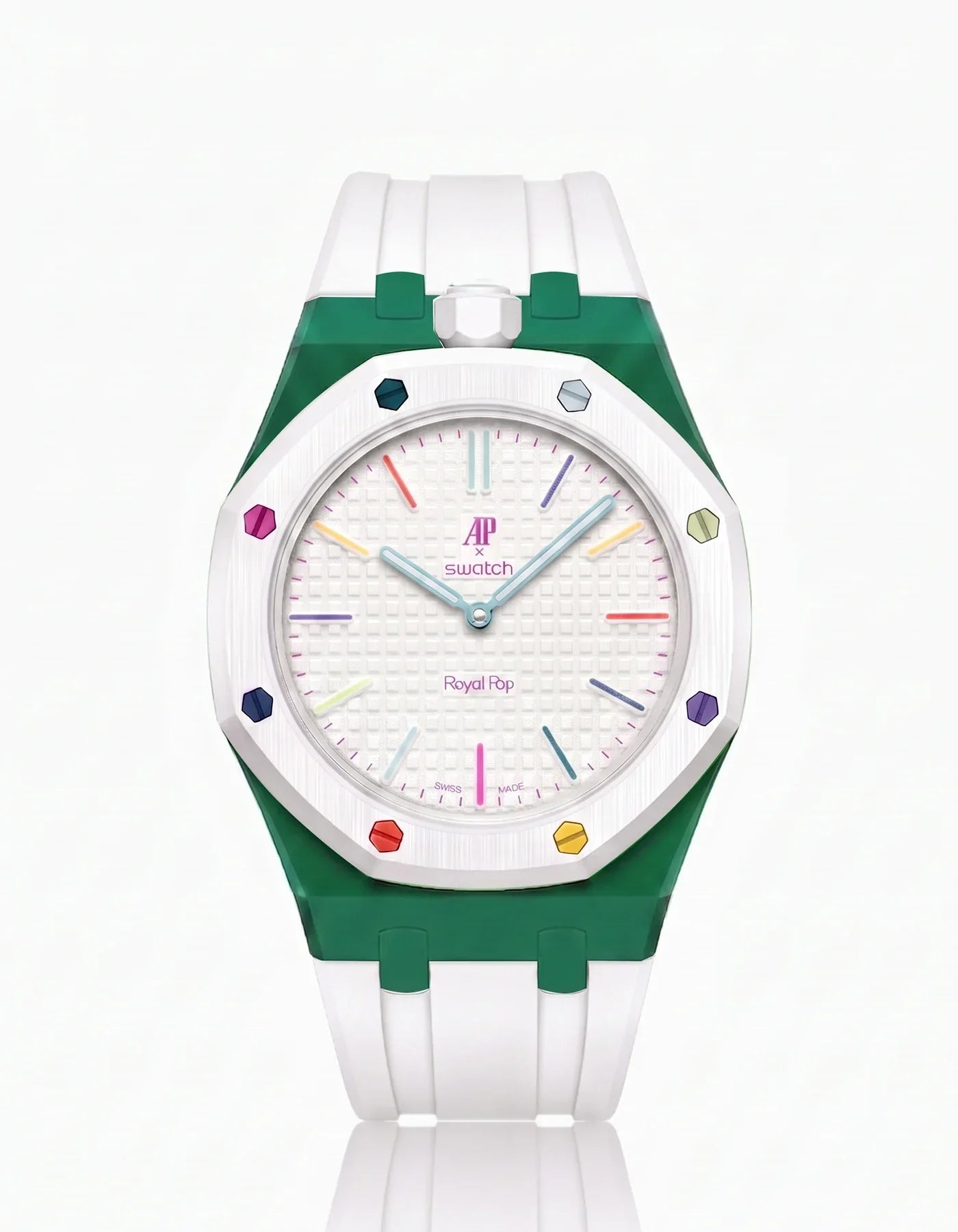 Rubber Strap & Case For AP x Swatch Royal Pop Huit Blanc