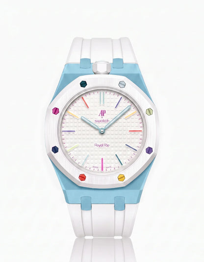 Rubber Strap & Case For AP x Swatch Royal Pop Huit Blanc