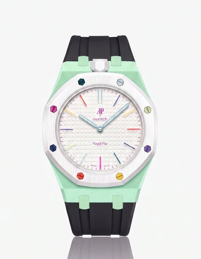 Rubber Strap & Case For AP x Swatch Royal Pop Huit Blanc