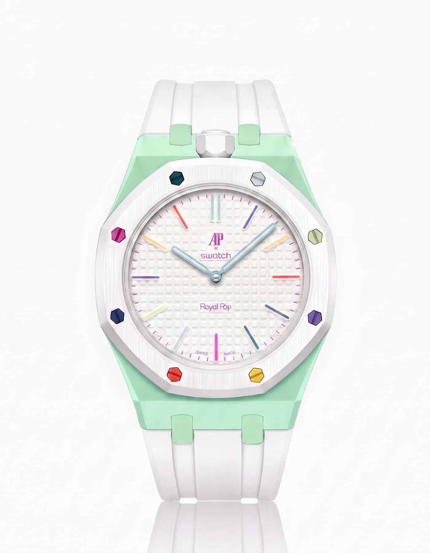 Rubber Strap & Case For AP x Swatch Royal Pop Huit Blanc
