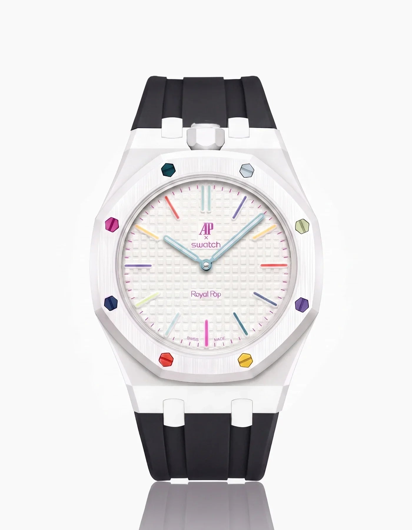 Rubber Strap & Case For AP x Swatch Royal Pop Huit Blanc