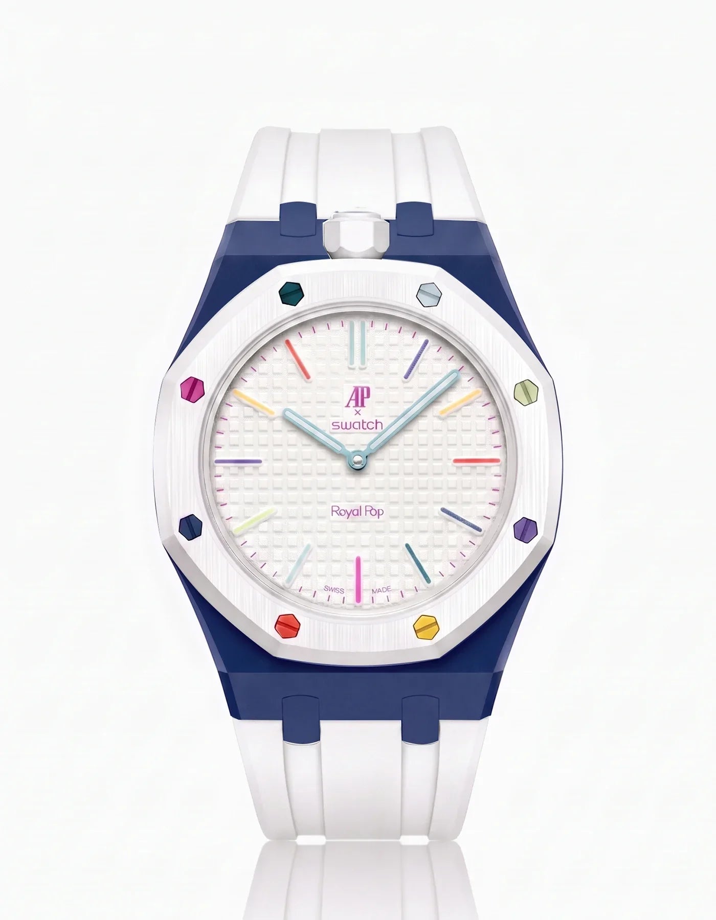 Rubber Strap & Case For AP x Swatch Royal Pop Huit Blanc