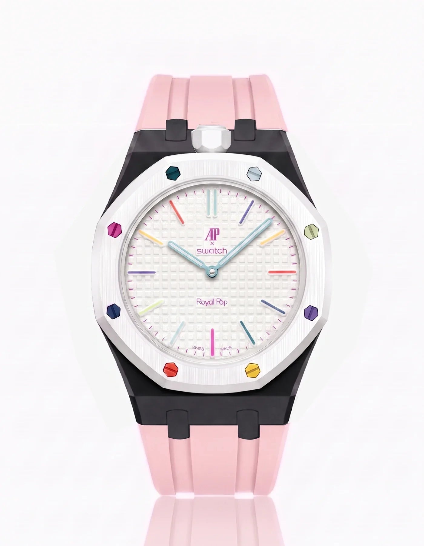 Rubber Strap & Case For AP x Swatch Royal Pop Huit Blanc
