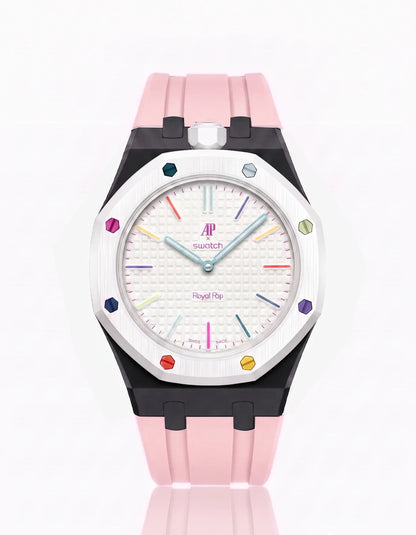 Rubber Strap & Case For AP x Swatch Royal Pop Huit Blanc