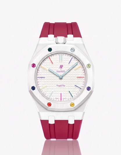 Rubber Strap & Case For AP x Swatch Royal Pop Huit Blanc