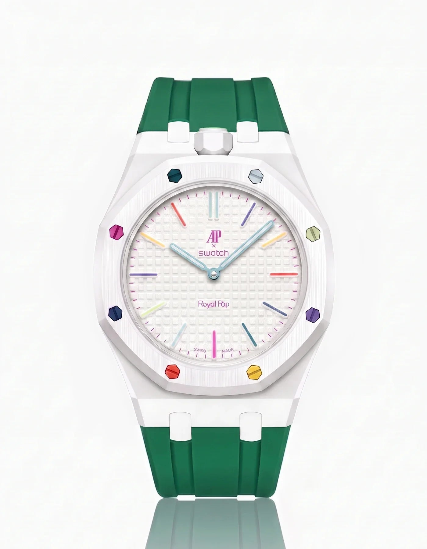 Rubber Strap & Case For AP x Swatch Royal Pop Huit Blanc