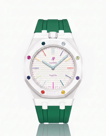 Rubber Strap & Case For AP x Swatch Royal Pop Huit Blanc