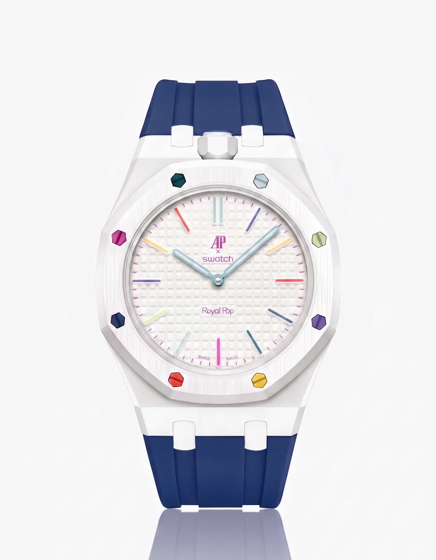 Rubber Strap & Case For AP x Swatch Royal Pop Huit Blanc