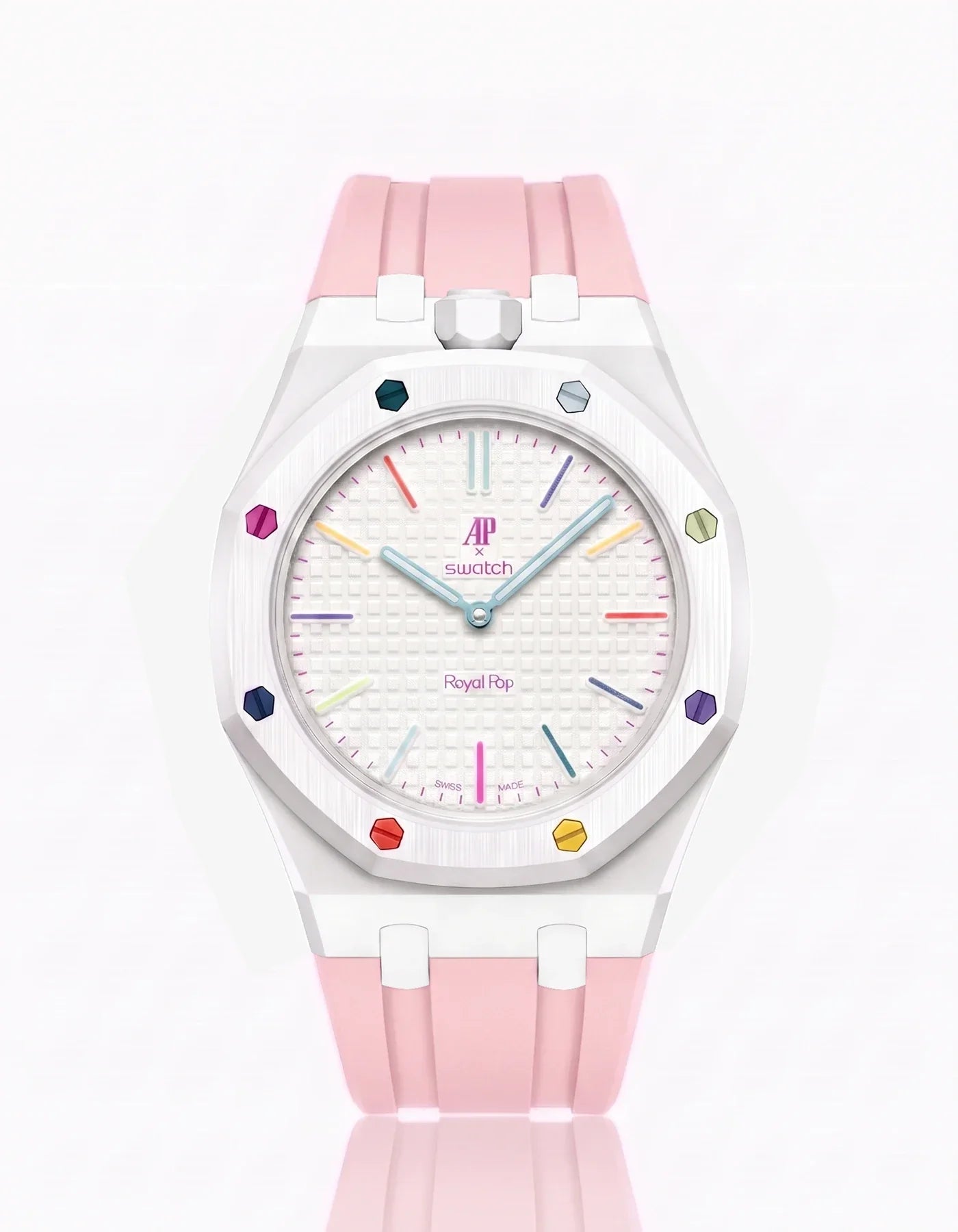 Rubber Strap & Case For AP x Swatch Royal Pop Huit Blanc