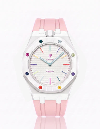 Rubber Strap & Case For AP x Swatch Royal Pop Huit Blanc