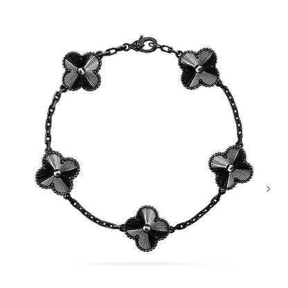 [Love Aura]CLOVER 5 MOTIF BLACK BRACELET