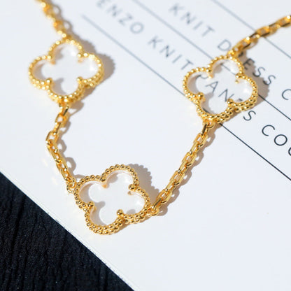[Love Aura]CLOVER 5 MOTIF ROCK CRYSTAL BRACELET
