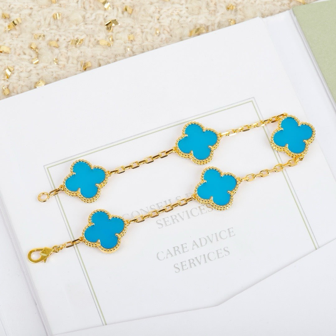 [Love Aura]CLOVER 5 MOTIFS TURQUOISE BRACELET