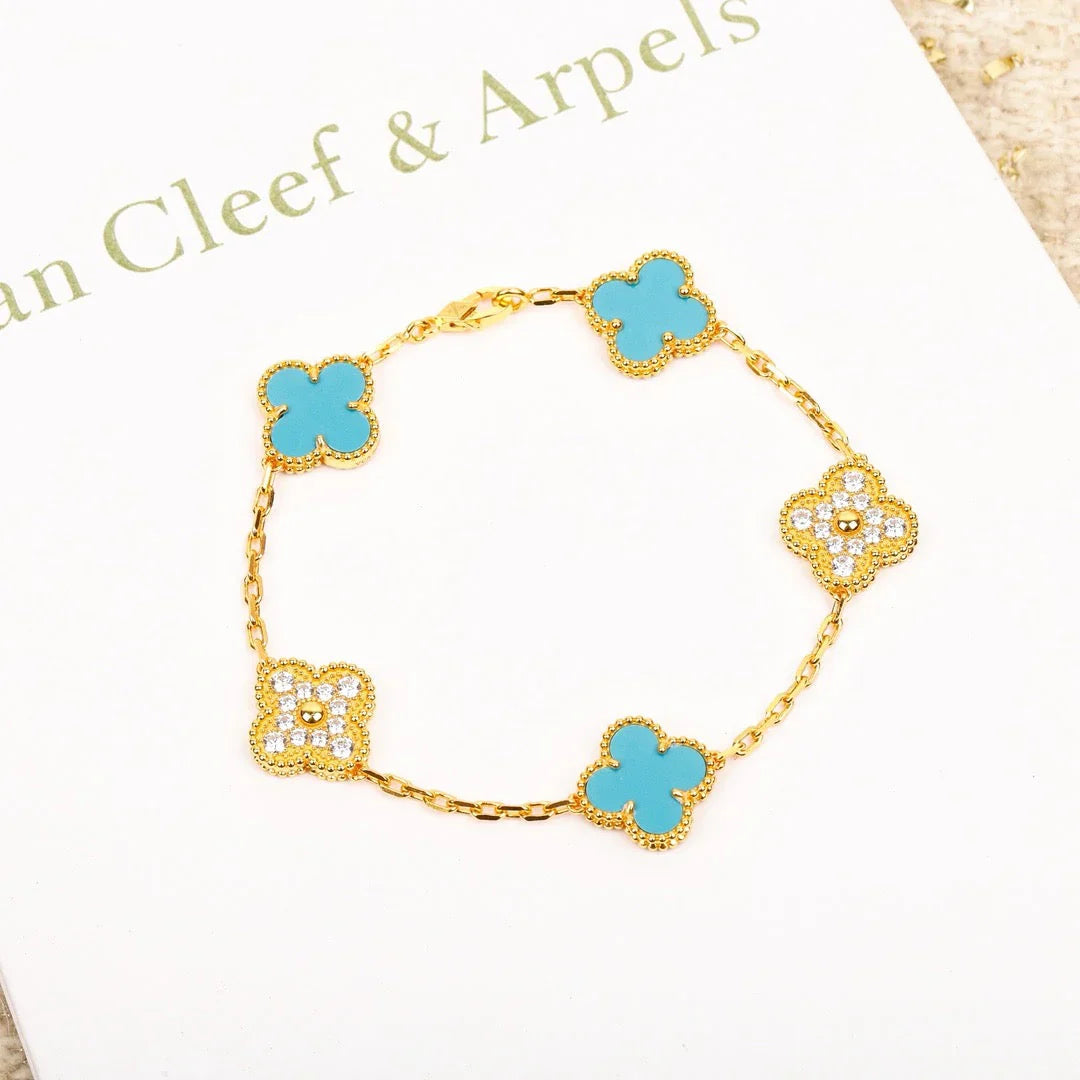 [Love Aura] CLOVER 5 MOTIF TURQUOISE BRACELET COLLECTION