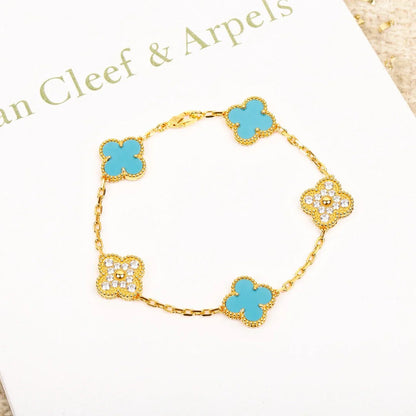 [Love Aura] CLOVER 5 MOTIF TURQUOISE BRACELET COLLECTION