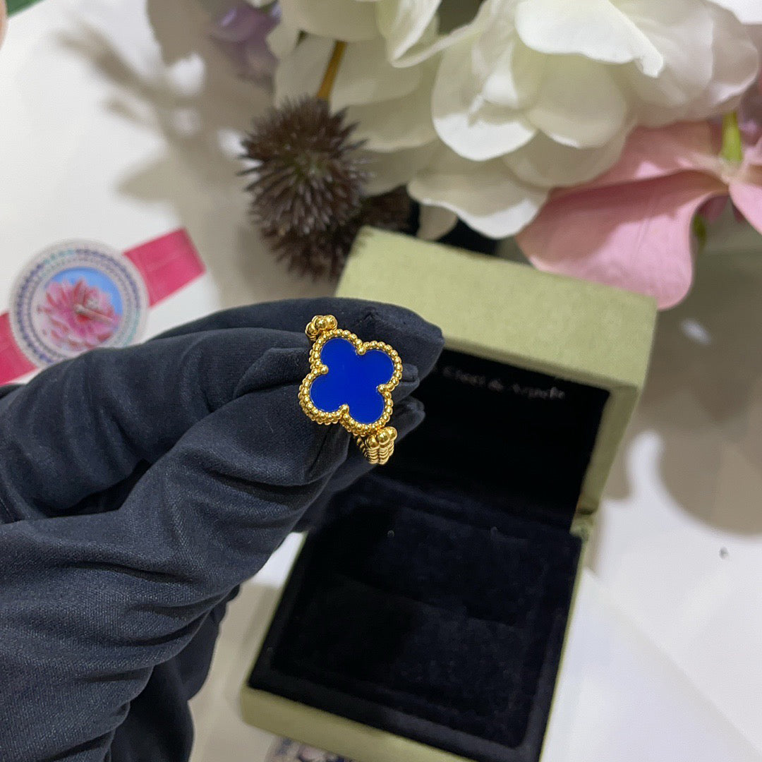 [Love Aura]CLOVER RIVERSIBLE BLUE AGATE RING