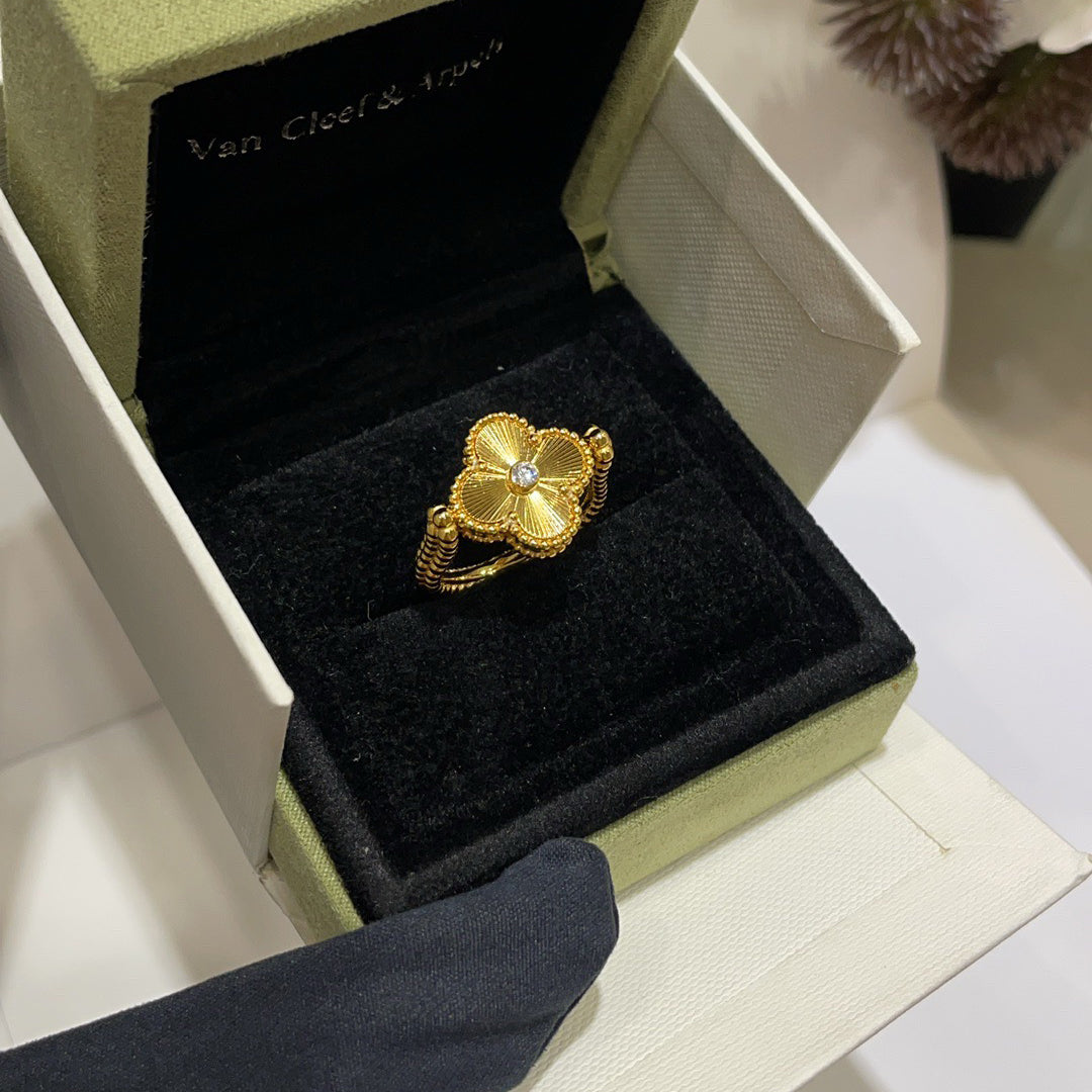 [Love Aura]CLOVER RIVERSIBLE BLUE AGATE RING