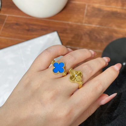 [Love Aura]CLOVER RIVERSIBLE BLUE AGATE RING