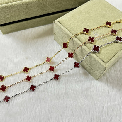 [Love Aura]CLOVER 6 MOTIF RED AGATE BRACELET