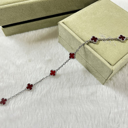 [Love Aura]CLOVER 6 MOTIF RED AGATE BRACELET