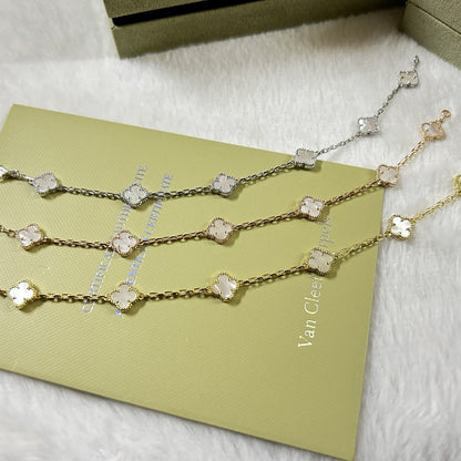 [Love Aura]CLOVER 6 MOTIF WHITE MOP BRACELET