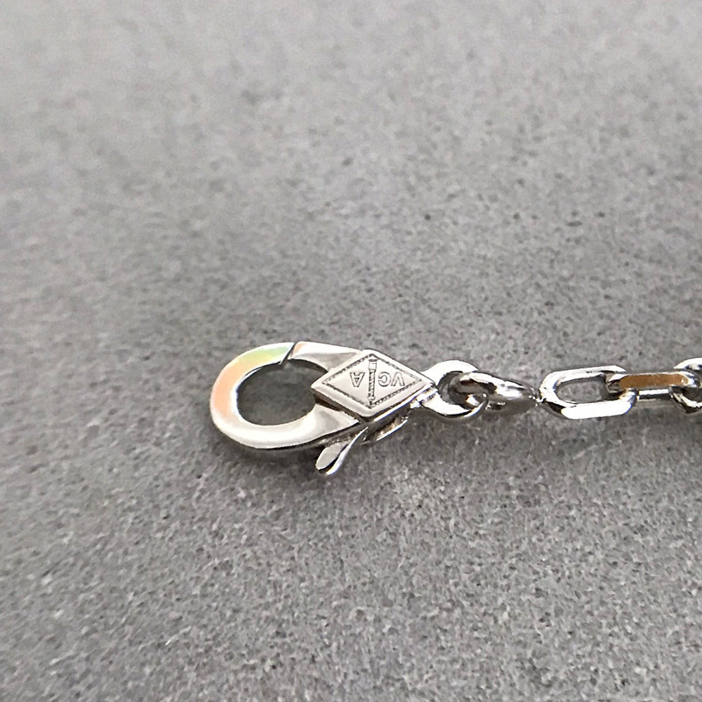 [Love Aura]CLOVER 5 MOTIF ONYXS DIAMOND BRACELET SILVER