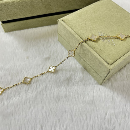 [Love Aura]CLOVER 6 MOTIF WHITE MOP BRACELET