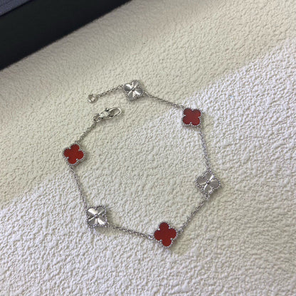 [Love Aura]CLOVER 6 MOTIF RED AGATE LASER BRACELET