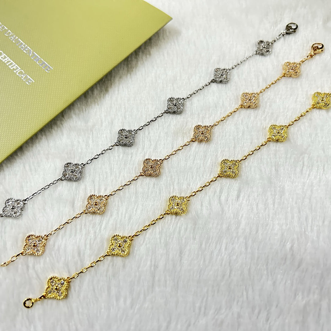 [Love Aura]CLOVER 6 MOTIF DIAMOND BRACELET