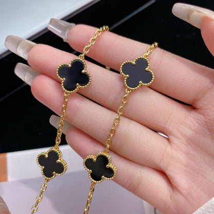 [Love Aura]CLOVER 10 MOTIFS ONYX NECKLACE