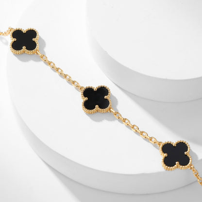 [Love Aura]CLOVER 10 MOTIFS ONYX NECKLACE