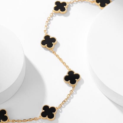[Love Aura]CLOVER 10 MOTIFS ONYX NECKLACE