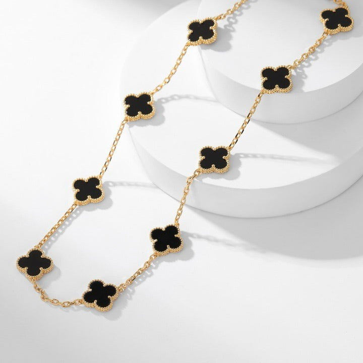 [Love Aura]CLOVER 10 MOTIFS ONYX NECKLACE