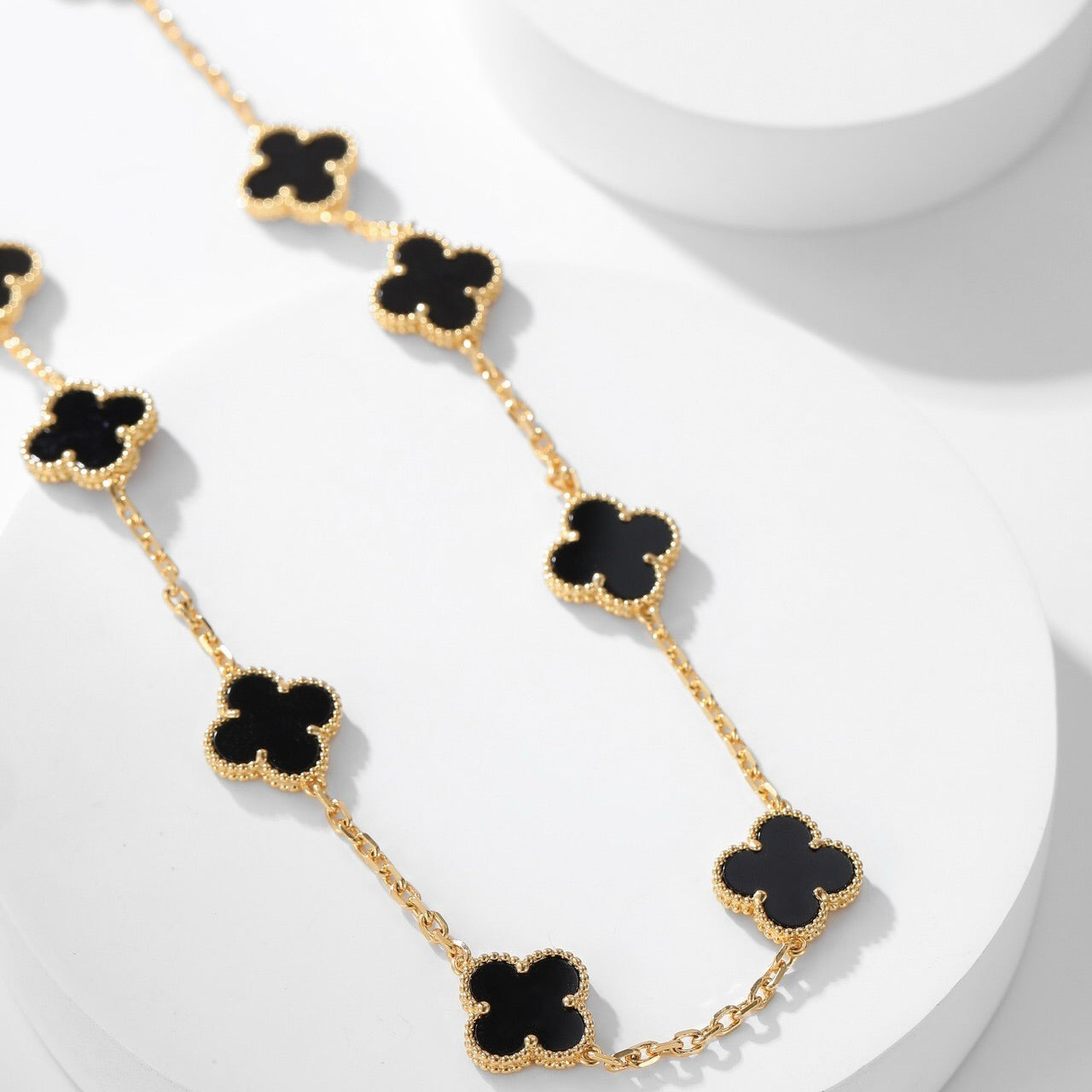 [Love Aura]CLOVER 10 MOTIFS ONYX NECKLACE