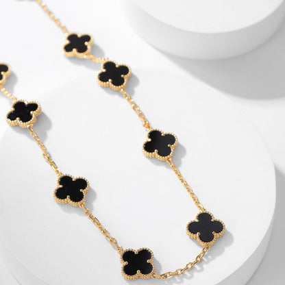 [Love Aura]CLOVER 10 MOTIFS ONYX NECKLACE