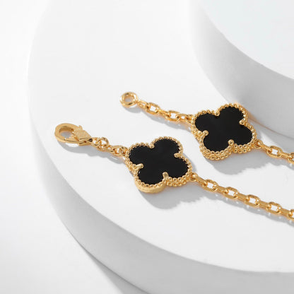 [Love Aura]CLOVER 10 MOTIFS ONYX NECKLACE