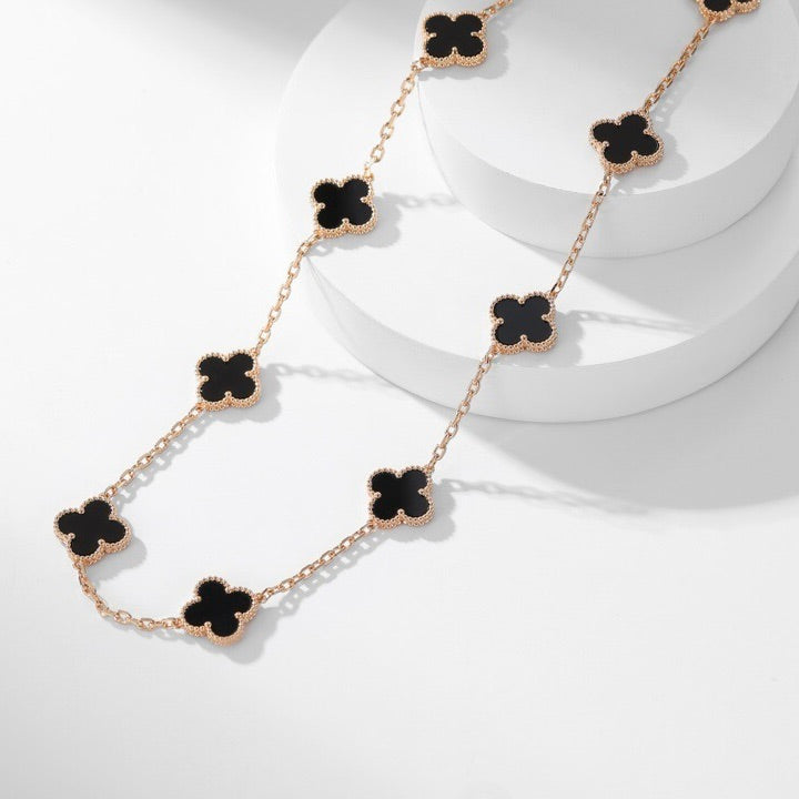 [Love Aura]CLOVER 10 MOTIFS ONYX NECKLACE