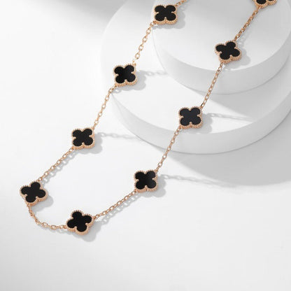 [Love Aura]CLOVER 10 MOTIFS ONYX NECKLACE