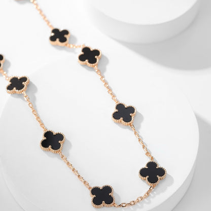 [Love Aura]CLOVER 10 MOTIFS ONYX NECKLACE