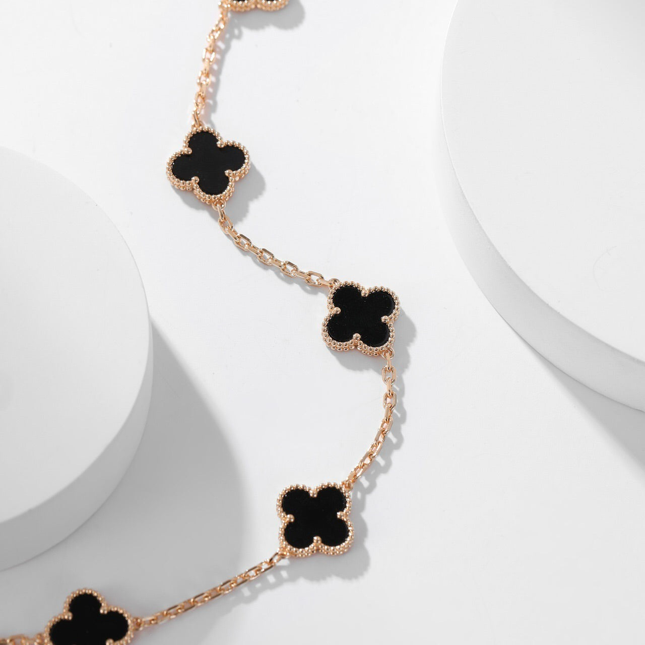 [Love Aura]CLOVER 10 MOTIFS ONYX NECKLACE