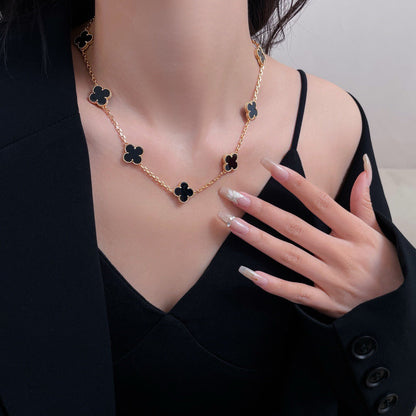 [Love Aura]CLOVER 10 MOTIFS ONYX NECKLACE