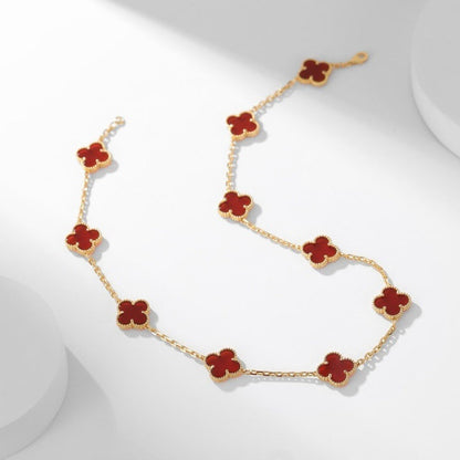[Love Aura]CLOVER 10 MOTIFS CARNELIAN NECKLACE