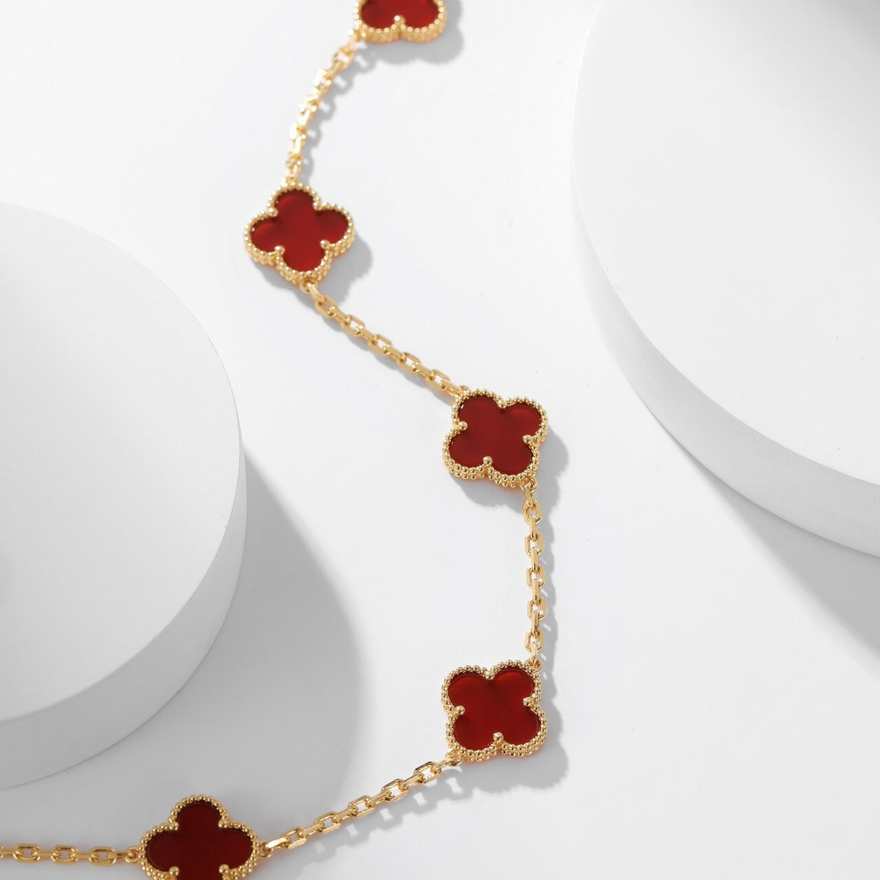 [Love Aura]CLOVER 10 MOTIFS CARNELIAN NECKLACE