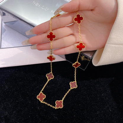 [Love Aura]CLOVER 10 MOTIFS CARNELIAN NECKLACE
