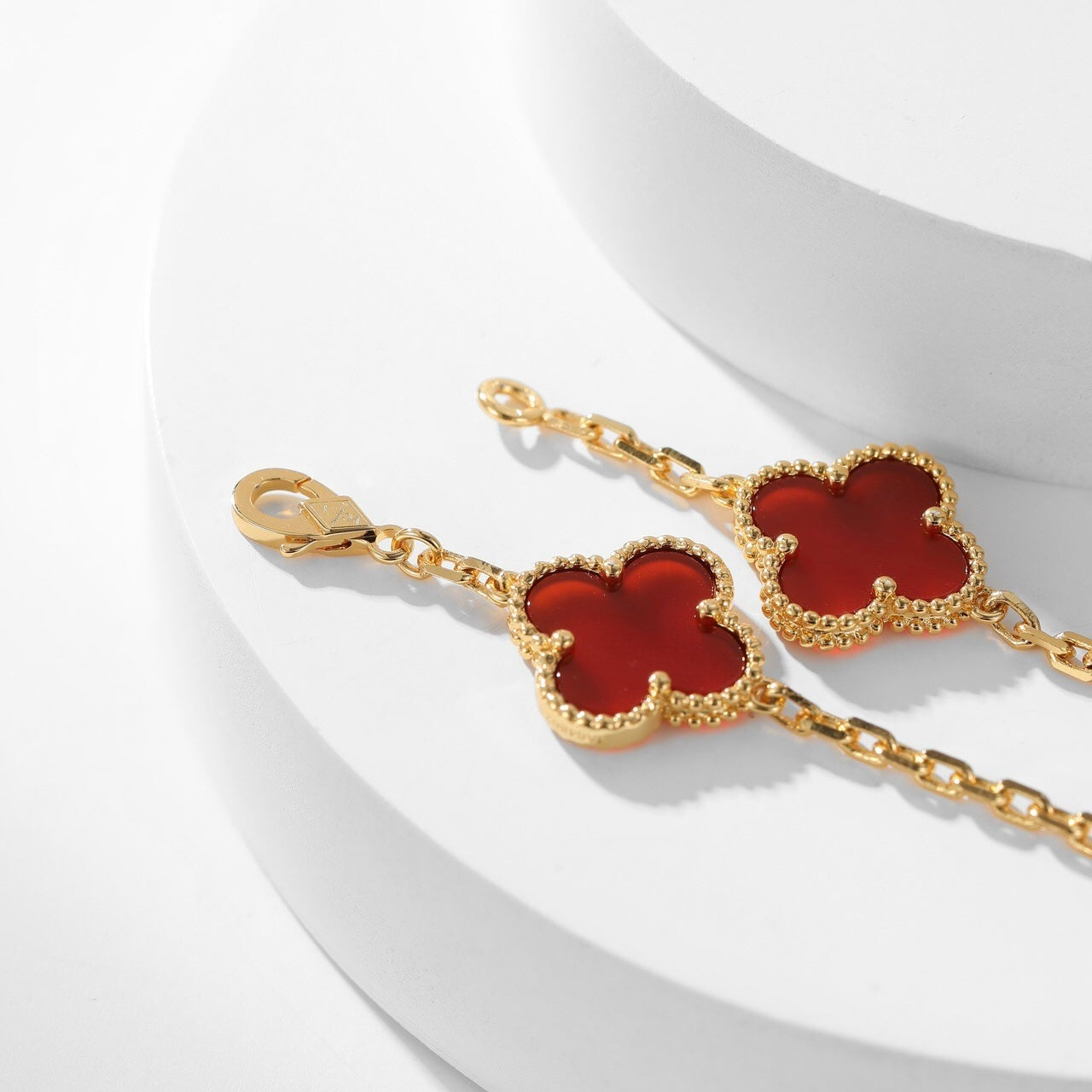 [Love Aura]CLOVER 10 MOTIFS CARNELIAN NECKLACE